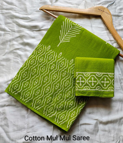 Elephant Print Cotton Mul Mul Saree