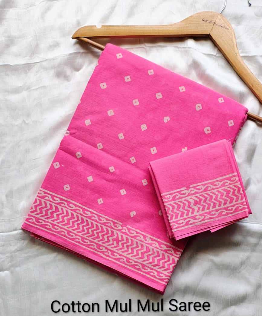 Elephant Print Cotton Mul Mul Saree