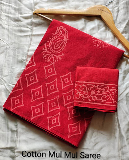 Elephant Print Cotton Mul Mul Saree