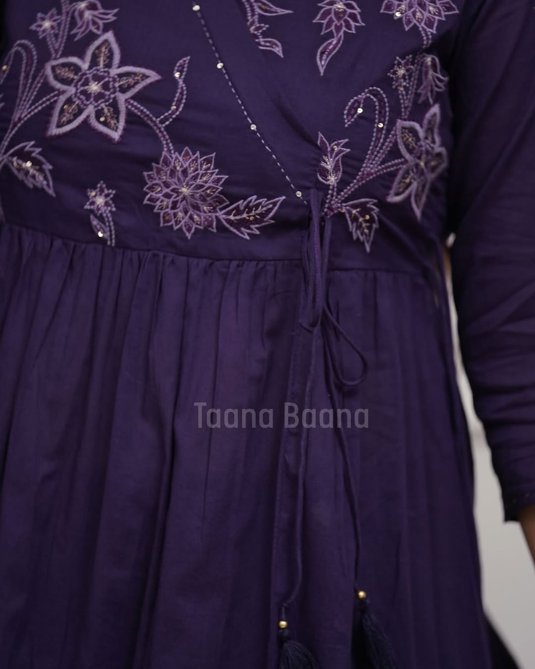 Gurukripa Purple Embroidered Anarkali Kurta Pant Dupatta Set | 3-Piece Ethnic Suit